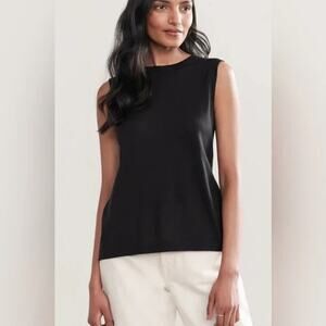 Jenni Kayne Sleeveless Merino Wool Shell Tank Top Black Large